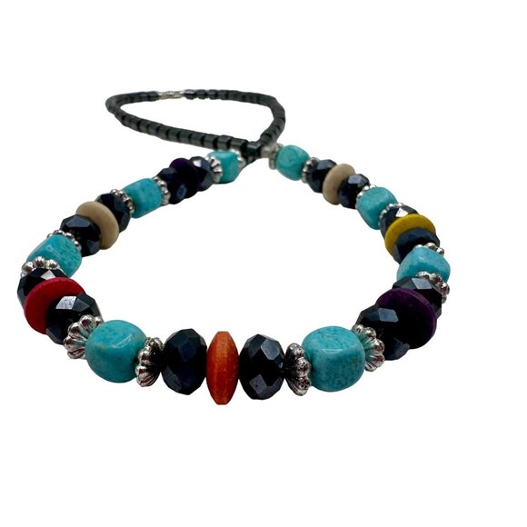 Beaded Necklace Turquoise Multi-Color Stone Style Boho Southwestern Jewelry 18" - Picture 7 of 16
